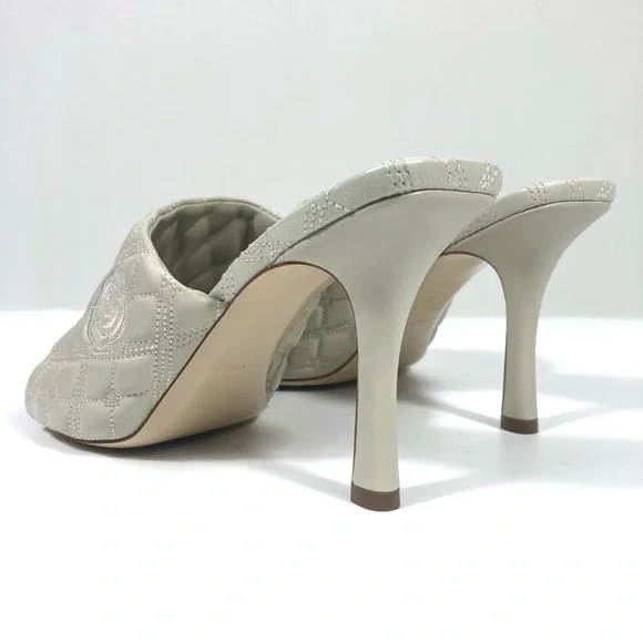 Burberry Leather Quilted Heeled Slide Sandals Plaster 39 9 NEW - Picture 5 of 17